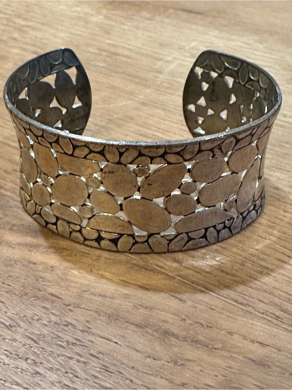Silver-Tone Textured Cutout Cuff Bracelet
